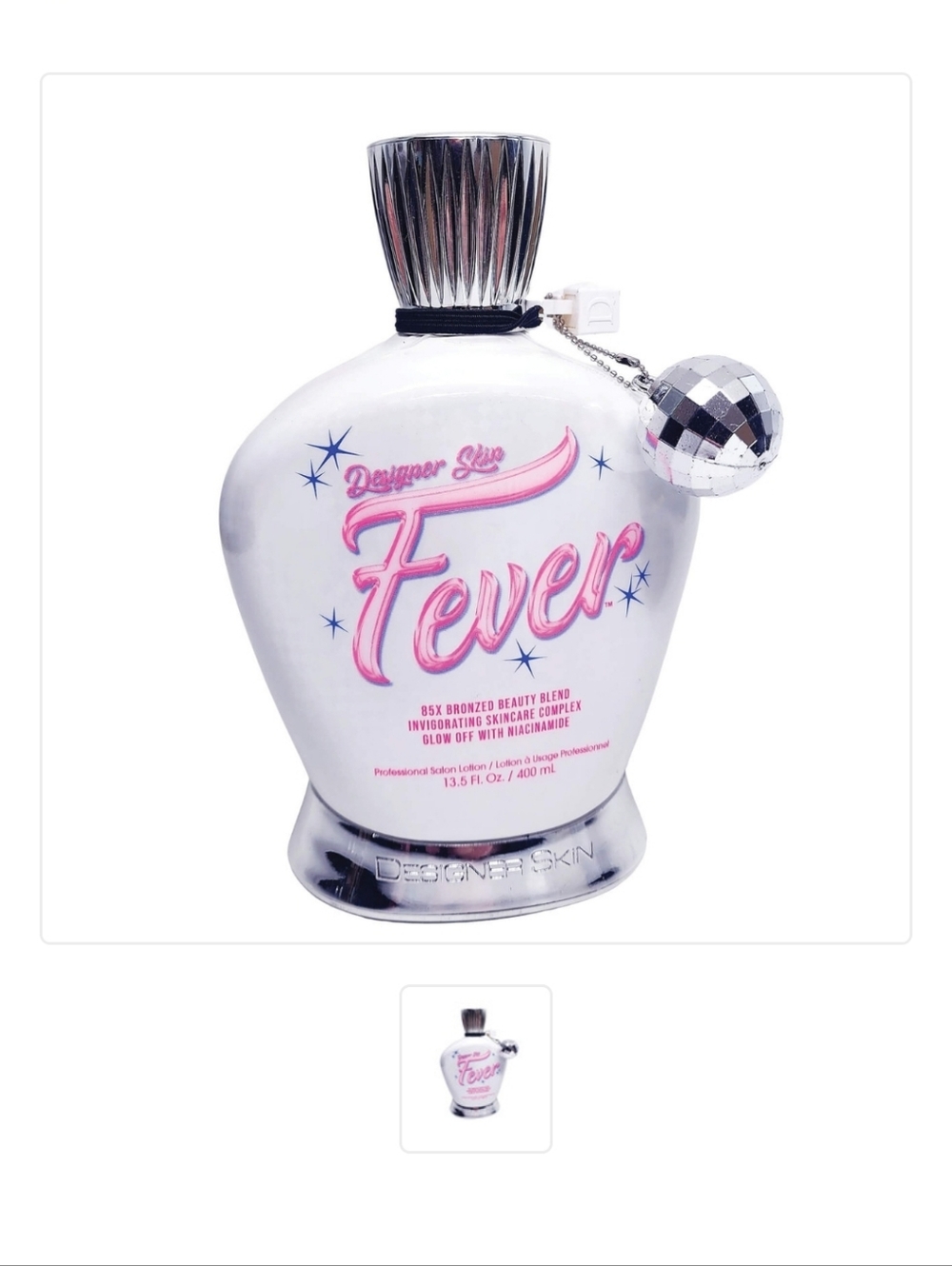 Fever Pearlescent Tanning Lotion Bottle - White & Pink